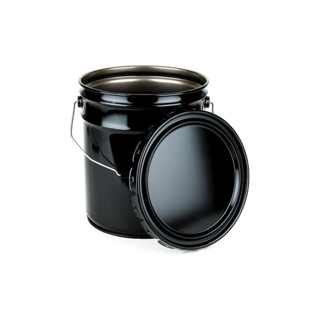 HYYYYH 5 Gallon Black Metal Bucket & Lid, Heavy Duty Durable Pails and