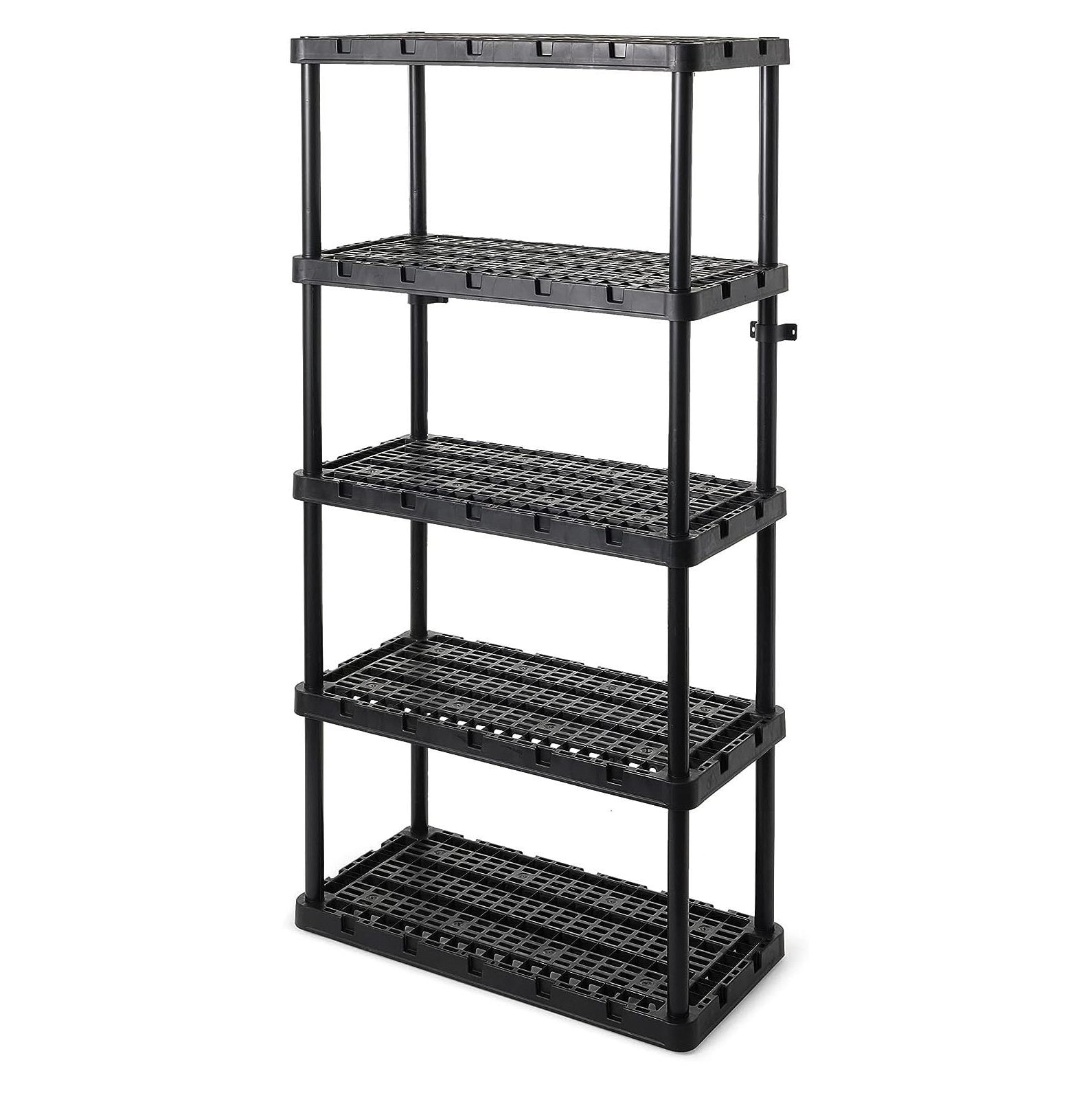 Gracious Living 72" Black 5-Tier Ventilated Plastic Shelving Unit