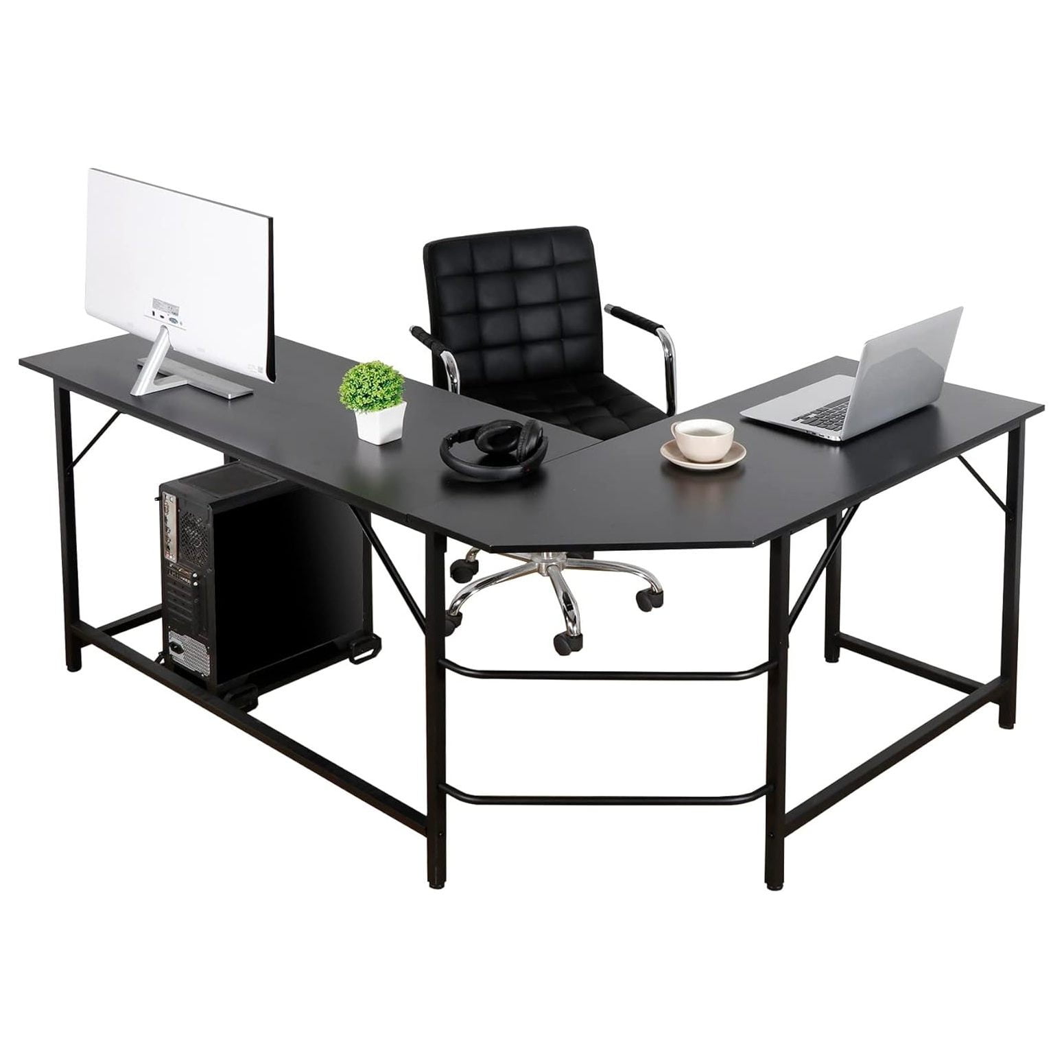 HYYYYH 66 Inch x 47 Inch Large L-Shape Corner Table Computer ...