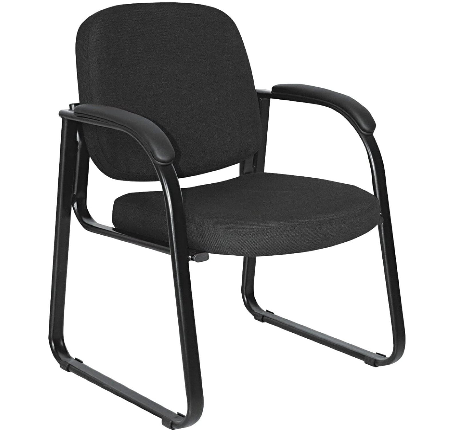 Black Fabric and Metal Sled Base Guest Chair