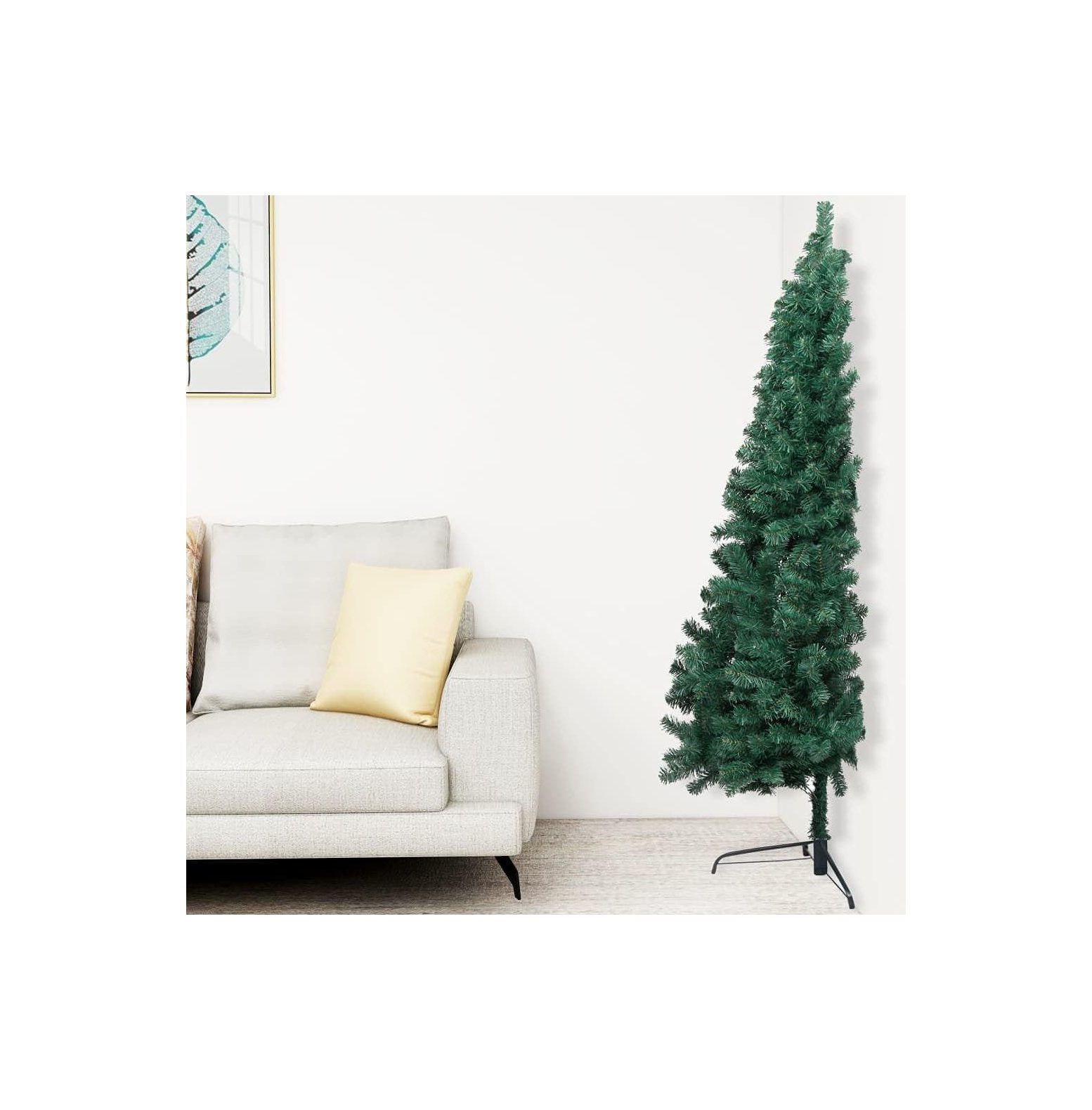 HYYYYH Artificial Half Christmas Tree with Stand Green 4ft PVC,Flat and