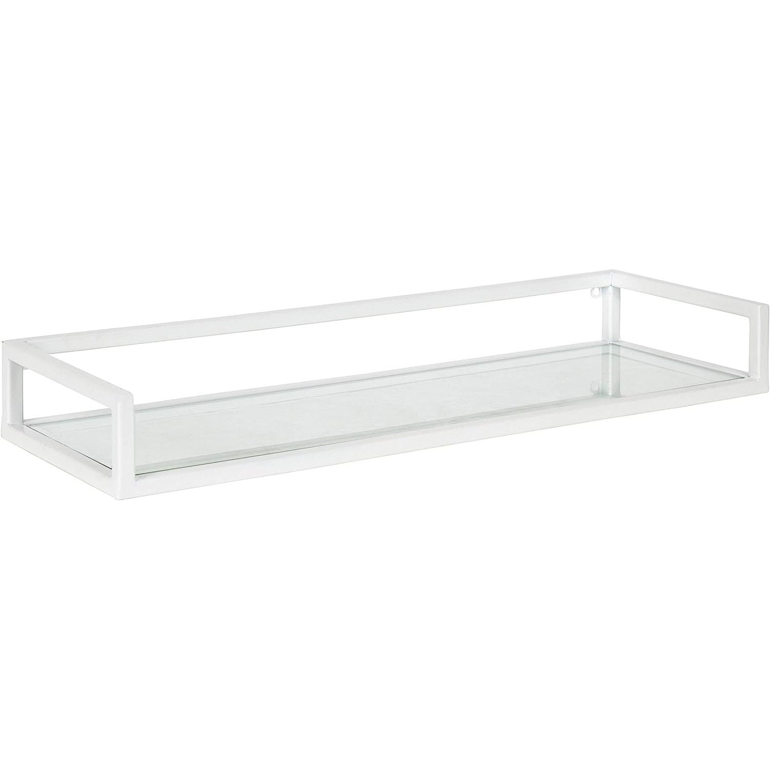 Elegant White and Glass 24" Wall Shelf for Modern Decor