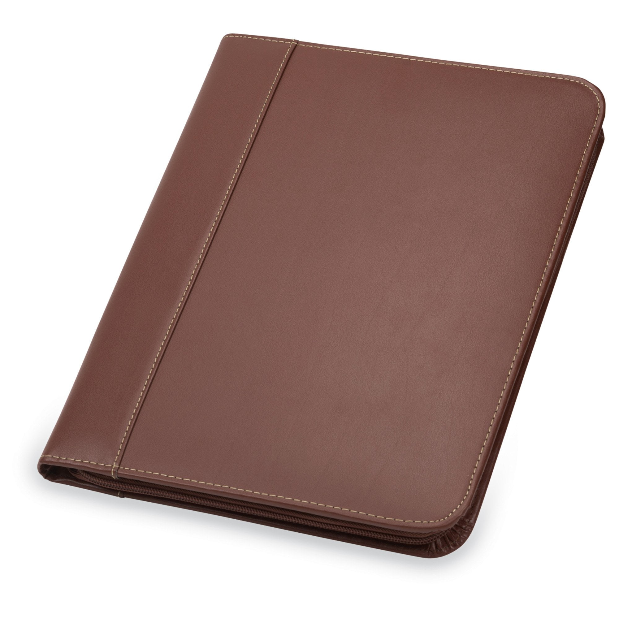 HYYYYH Contrast Stitch Faux Leather Zipper Padfolio, Lightweight