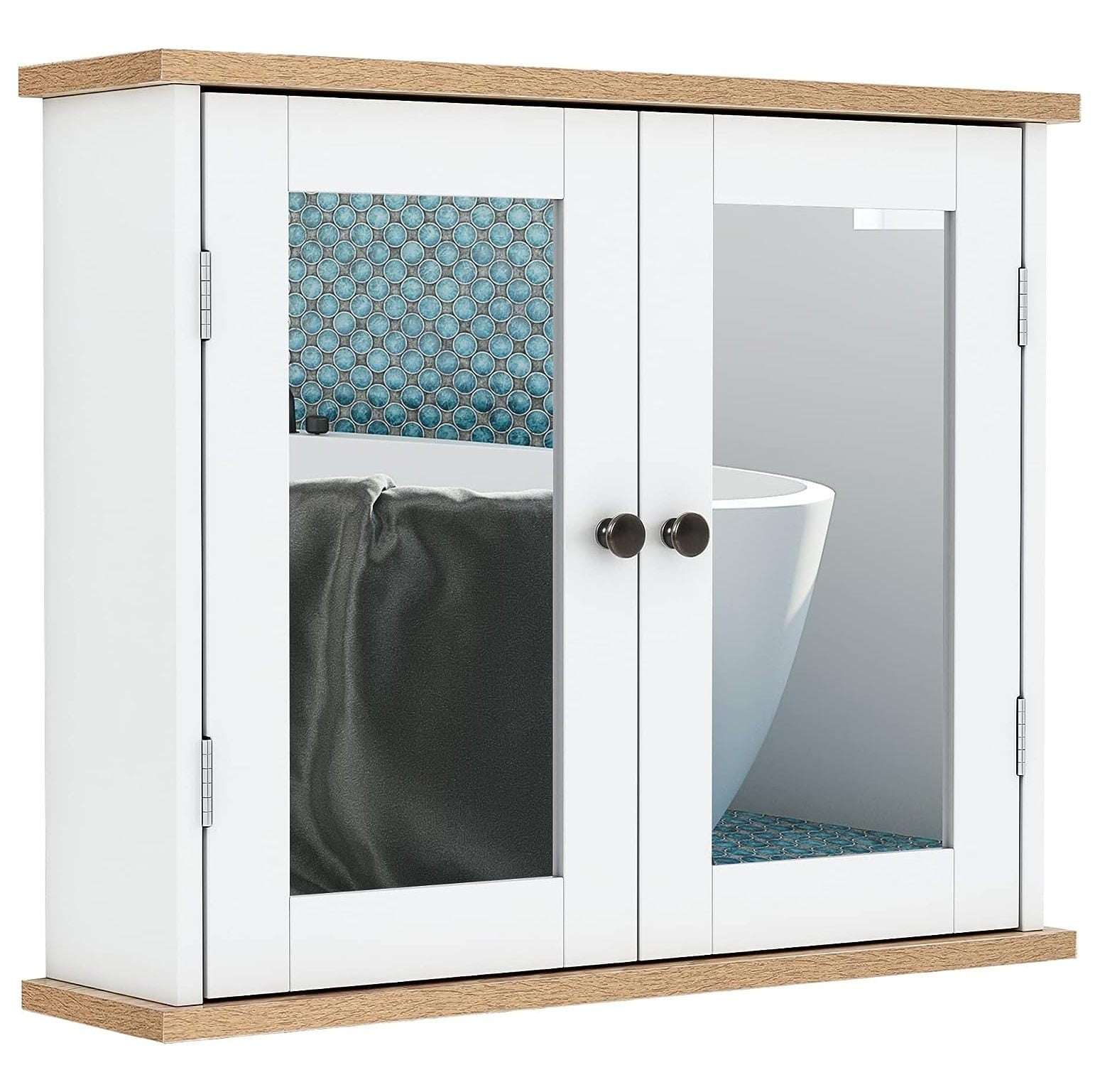 HYYYYH Medicine for Bathroom with Mirror, Bathroom Wall