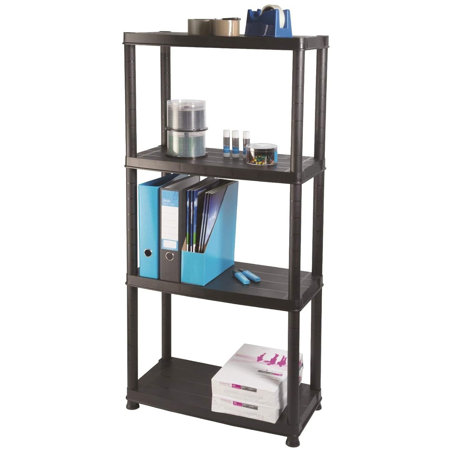 HYYYYH Primo 12 inch 4 Tier Plastic Storage Shelving Unit Organizer