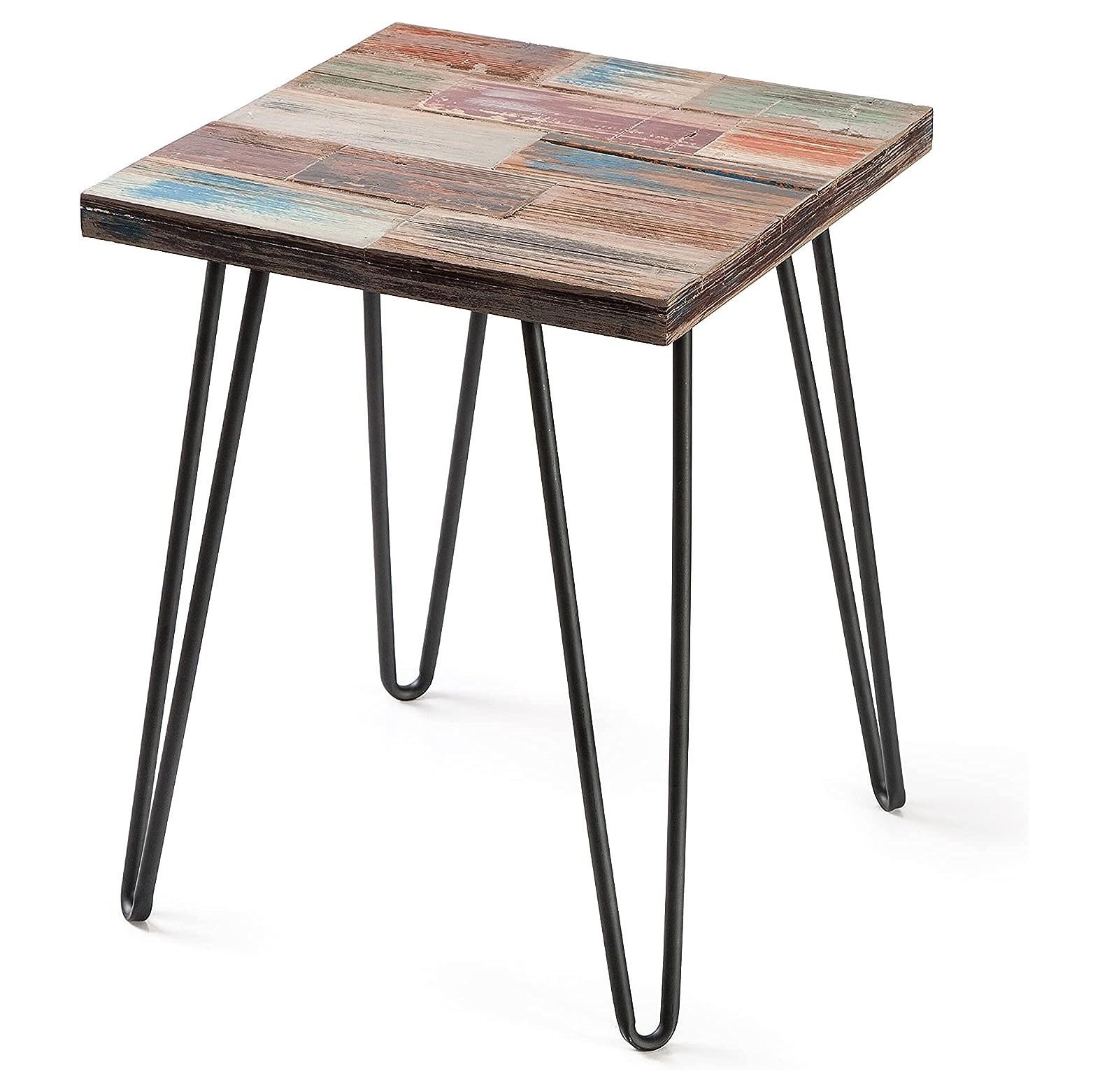HYYYYH Reclaimed Wood End Table with Hairpin Table Legs, Side Tables