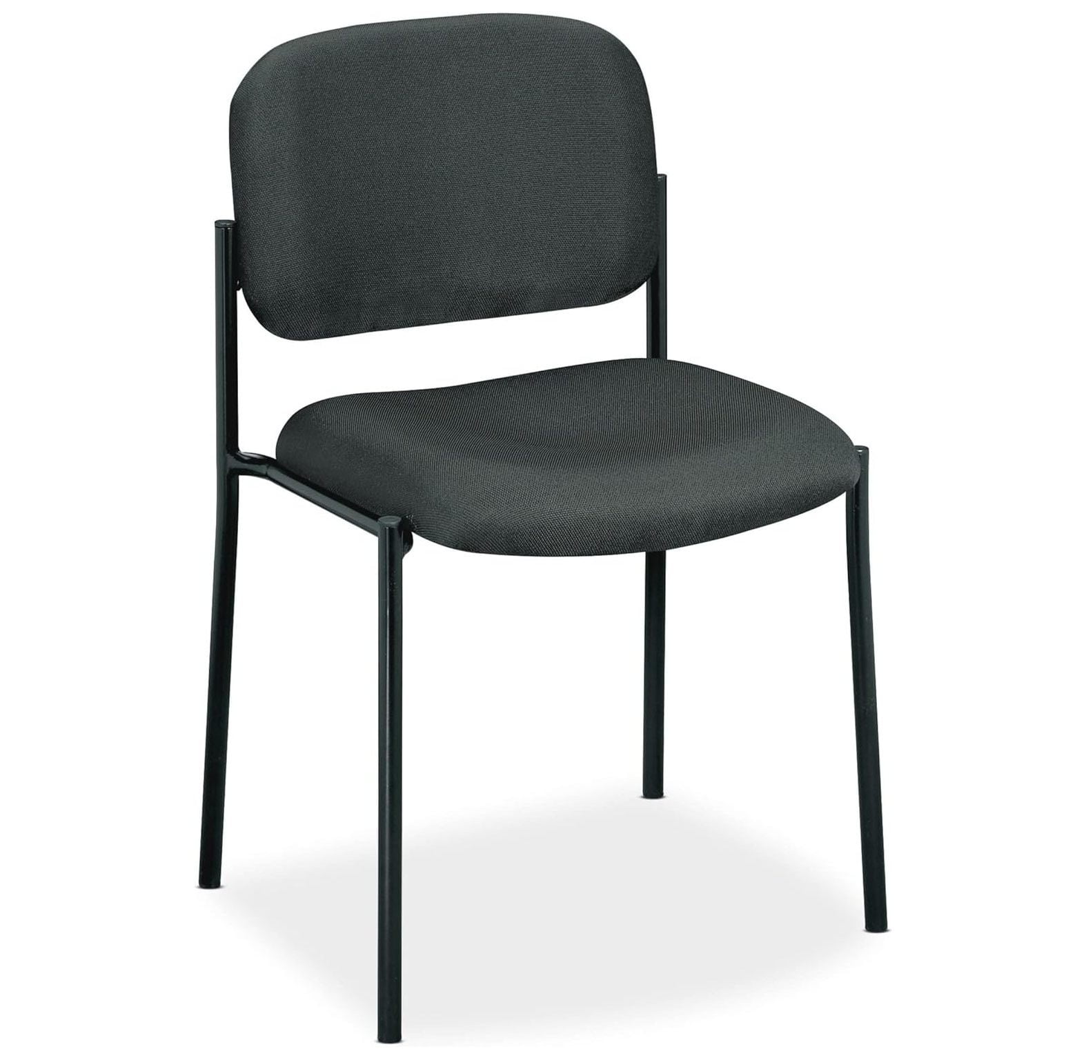 Contemporary Charcoal Fabric Stacking Guest Chair with Metal Frame