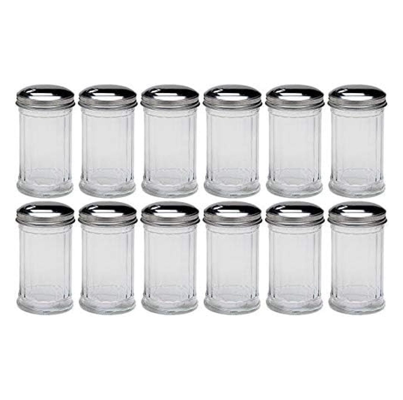 HYYYYH Sugar Dispenser/Pourer/Shaker, Glass Jar, Stainless Steel Pour-Flap  Lid, 12 oz, Set of 12 - Walmart Business Supplies