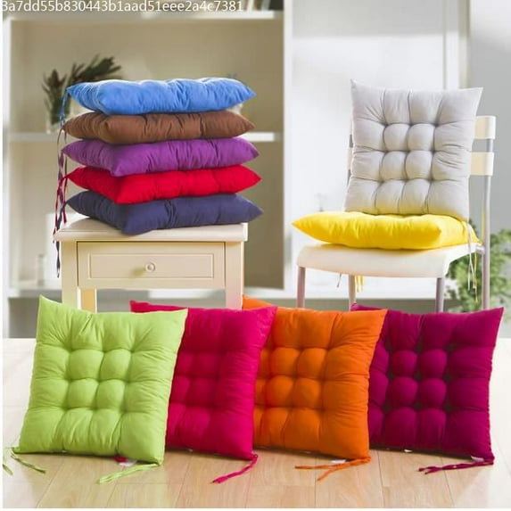 Colourful Chunky Seat Pads Tie On Office Garden Dining Kitchen Chair Cushion New