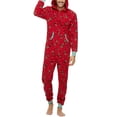 thumbnail image 1 of HYwys Christmas Family Matching Hoodie Pajamas Jumpsuit Reindeer Pattern Long Sleeve Romper Zipper Pjs for Women, 1 of 6