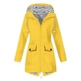 thumbnail image 1 of HYwys Hooded Jackets for Women 2024 Solid Rain Jacket Outdoor Plus Size Waterproof Hooded Windproof Loose Coat Yellow, 1 of 5