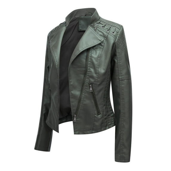 HYwys Leather Jacket Women Slim Fit Leather Jacket Womens Thin Lapel Collar Motorcycle Jacket Leather Transitional Jacket Womens Coats Purple XXXL