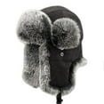 thumbnail image 1 of HYwys Men Faux Fur Suede Leather Trapper Hat Cap Ski Ushanka Russian Cossack Bomber, 1 of 5