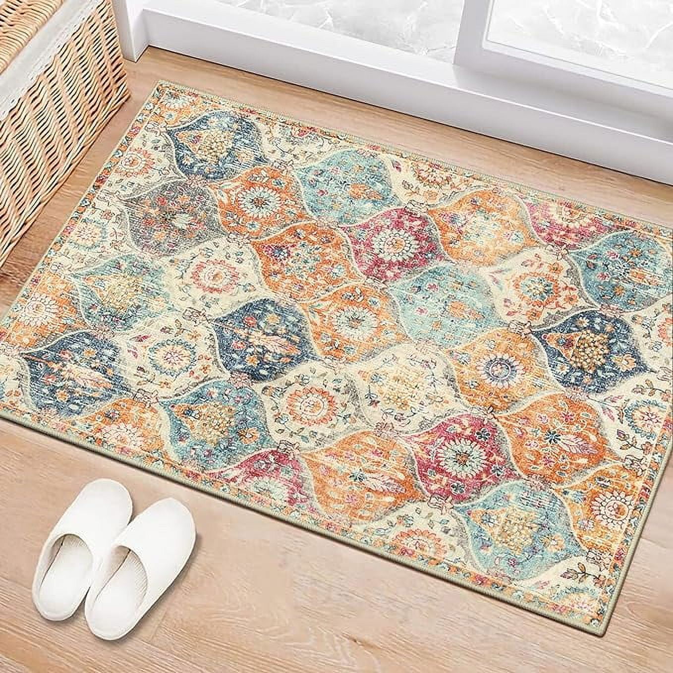 HYwys Moroccan Plaid Area Rug 2 6x5 3 Entry Rug Non Slip Washable ...