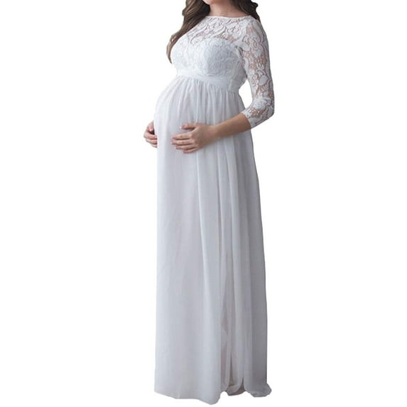 HYwys Pregnant Women s Lace Maternity Dress Maxi Gown Photography Props Party Wedding