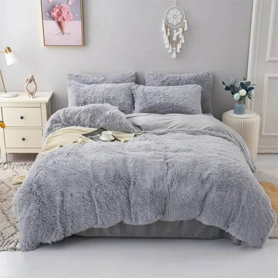 HYwys Warm and Cozy Plush Duvet Cover Pillowcase Bedding Set Three-Piece Skin-friendly Fabric for Single and Double Beds Super Soft and Luxurious Option for a Cozy Night‘s Sleep.