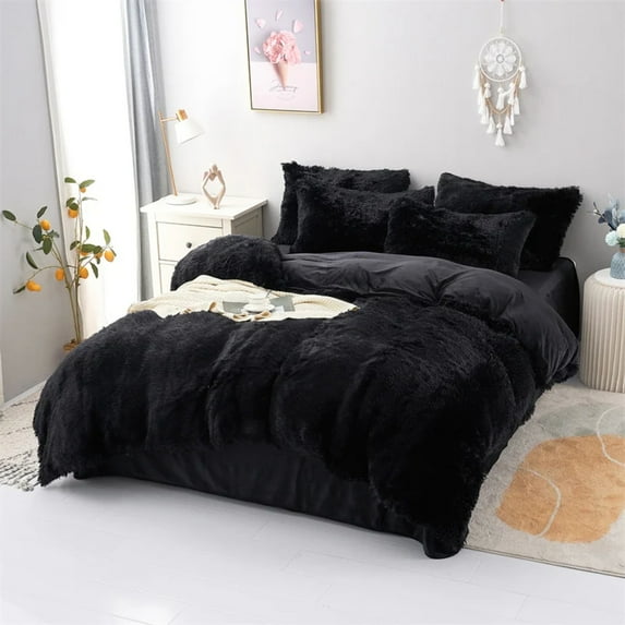 HYwys Warm and Cozy Plush Duvet Cover Pillowcase Bedding Set Three-Piece Skin-friendly Fabric for Single and Double Beds Super Soft and Luxurious Option for a Cozy Night‘s Sleep.