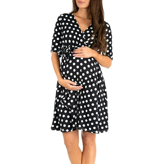 HYwys Women s Maternity Dress Floral Nursing Dress Wrap V Neck Baby Shower Pregnancy Dresses for Photoshoot