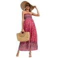 thumbnail image 1 of HYwys Women s Maternity Dresses Boho Strapless Summer Casual Floral Maxi Dress Pink M, 1 of 7