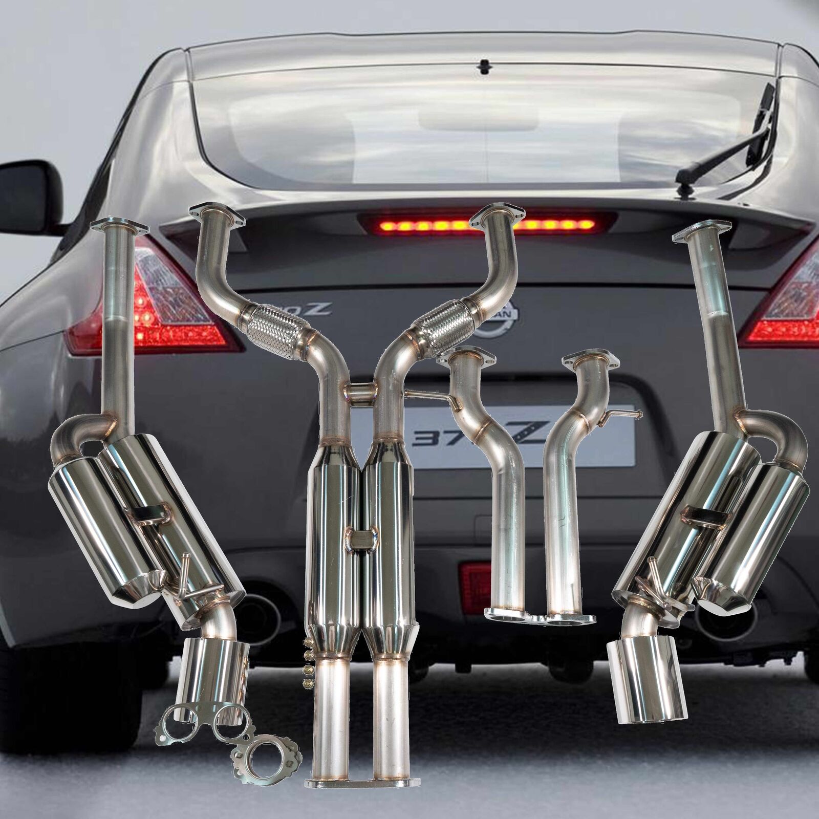 DNA MOTORING Cat Back Exhaust Kit For Nissan 370Z Z34 (2009-2020) – 2.25" Piping, Dual 4.5" Slanted Tips