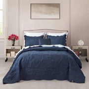 HZ & HY Oversized King Bedspread 120x118 - Paisley Pattern Quilt Set - Gorgeous & Elegant Style Bedding Coverlets, Reversible, Lightweight, 5 Piece, King Size, Polar Night