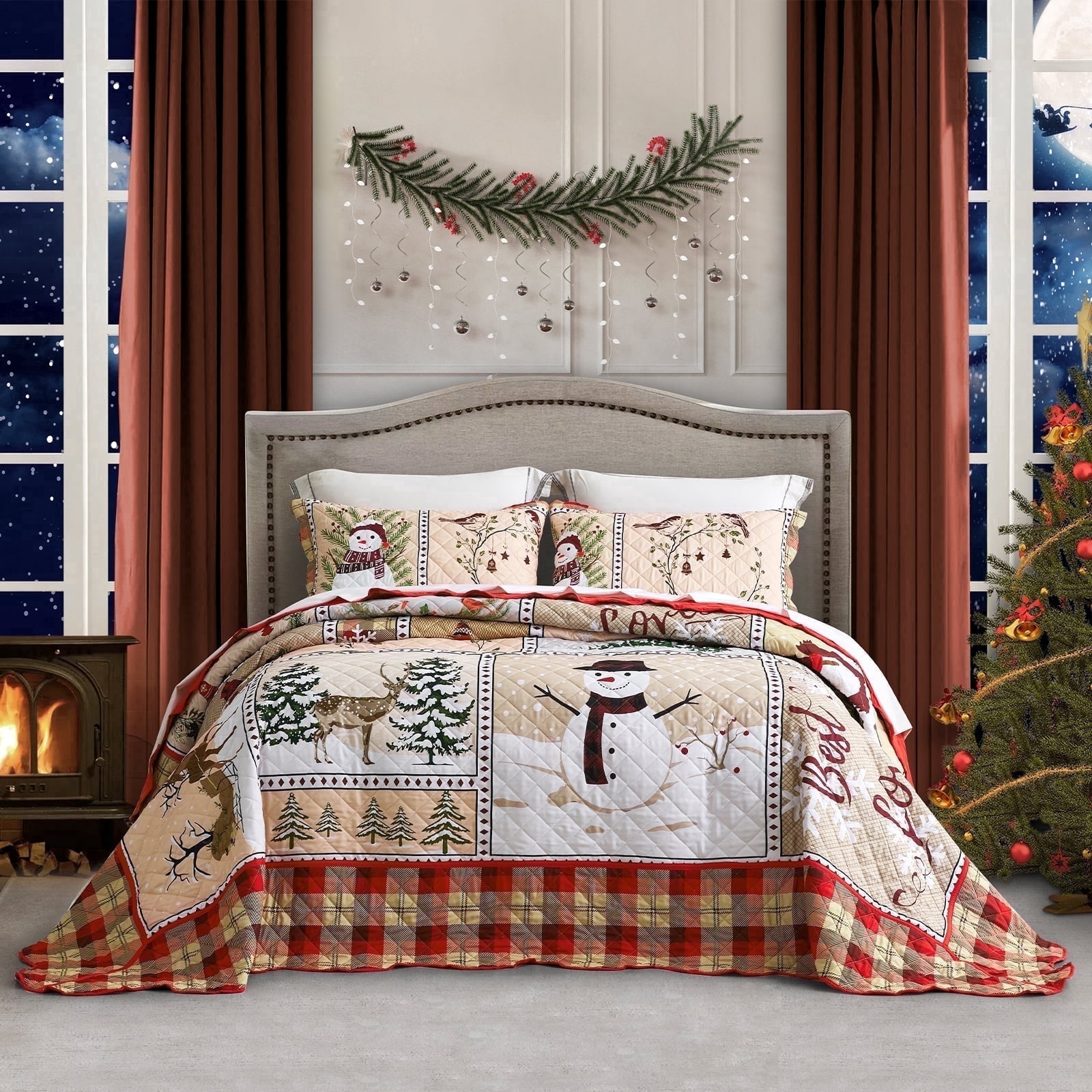 HZ & HY Oversized King Bedspread 128x120 Extra Wide - Paisley Pattern