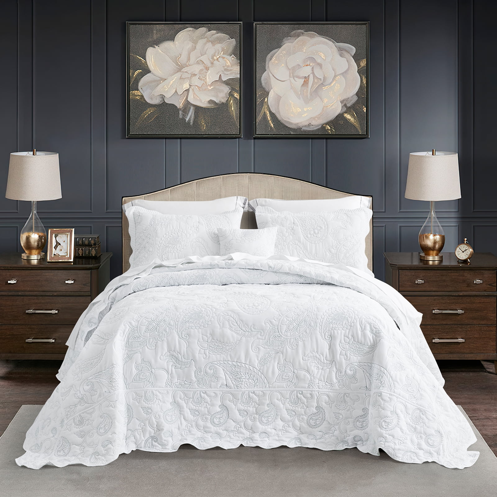 HZ & HY Oversized King Bedspread 128x120 Extra Wide, Quilted Coverlet Bedding Set, Lightweight