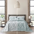 thumbnail image 1 of HZ & HY Oversized King Bedspread, Jacquard Matelasse Damask Pattern Design, Lightweight, Reversible, 5 Piece, 100% Microfiber, Green, 1 of 8
