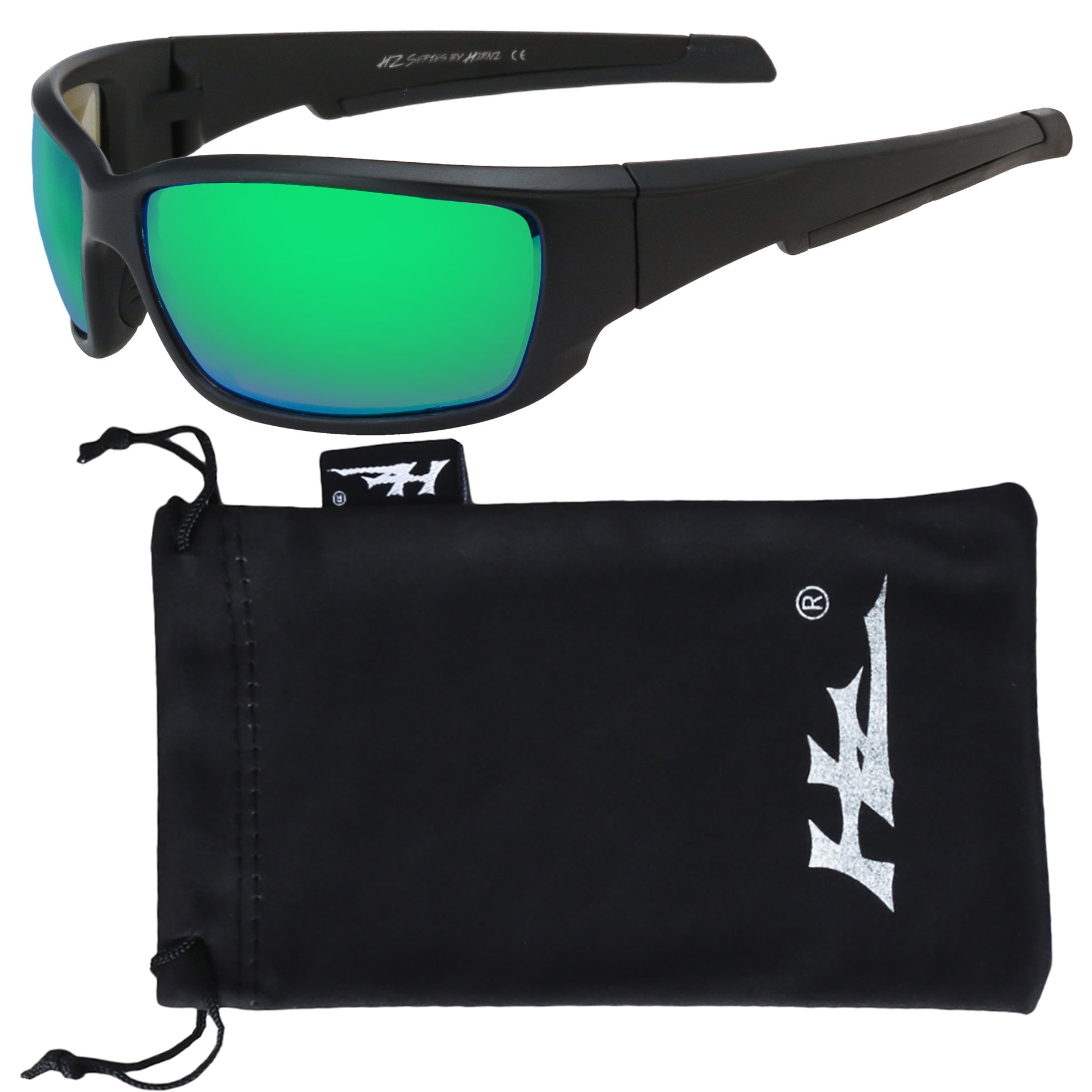 HZ Series Superfit - Premium Polarized Sunglasses by Hornz – Sunglasses for  Men – Full Frame Strong Arms – Matte Black Frame – Ice Blue Mirror Lens 