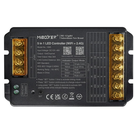 HZ5 5-in-1 Led Controller, Single Color, Dual White, Rgb+Cct, Zigbee 3.0 + 2.4G Rf