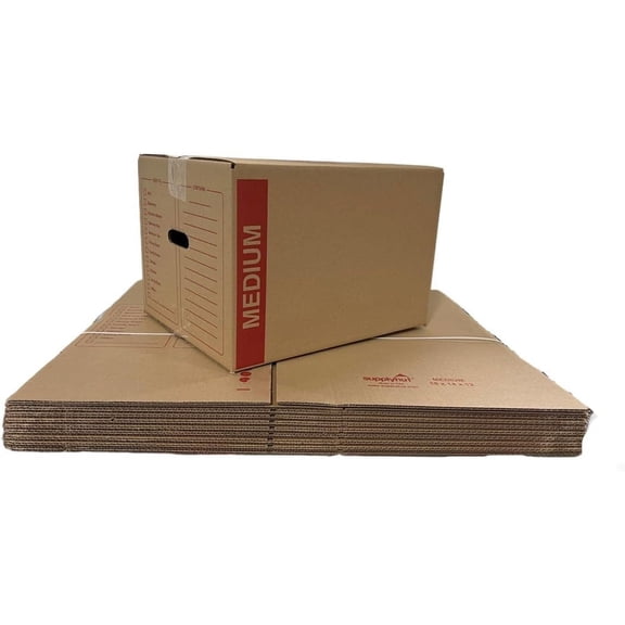 HZAT 10-Pack Medium Moving Boxes 18x14x12" with Handles, 32 ECT Cardboard for Packing & Storage