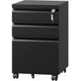 thumbnail image 1 of HZAT 3 Drawer File Cabinet, Metal Filing Cabinet with Lock, Under Desk Cabinet with Wheels for Home Office, Fits Legal/A4/Letter Size, Required Assembly, Black, 1 of 5