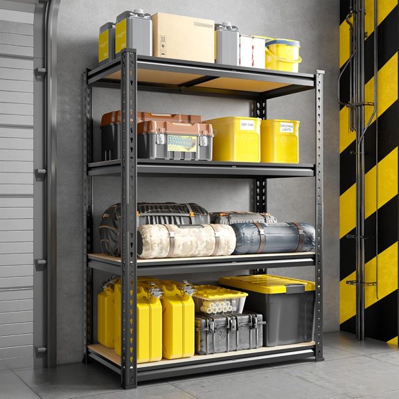 HZAT 48" H Storage Shelves 31.5" W Garage Shelving Adjustable 1600LBS Metal Shelving Heavy Duty 4 Tier Garage Shelves for Pantry Kitchen Closet Basement Warehouse