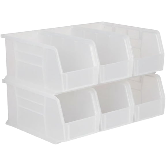 HZAT 6-Pack Clear Stackable Plastic Storage Bins 11"x5.5"x5" for Home & Warehouse