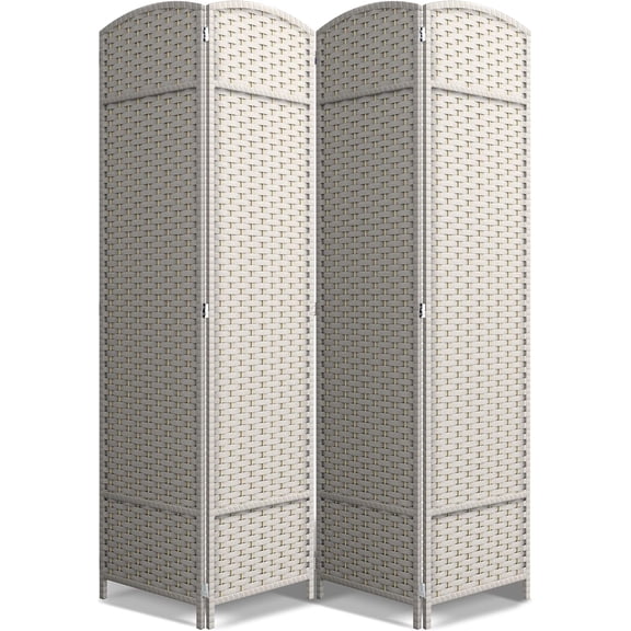 HZAT 6 ft. Tall 4-Panel Room Divider, Extra Wide Double Hinged Privacy Screen, Mesh Hand-Woven Design, Folding Wall Divider for Room Separation