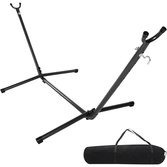 HZAT 9 FT Hammock Stand Only, Heavy Duty 450lb Capacity, Adjustable Indoor Outdoor Space-Saving Steel Stand, Universal, Tool-Free Assembly, Scratch-Proof, Black w/ Carrying Case