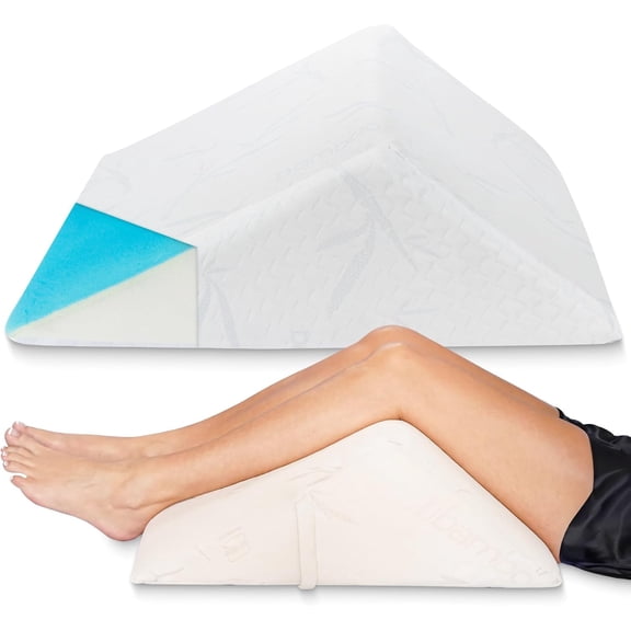 HZAT The Angle Leg Wedge Pillow for Sciatica & Back Pain Relief, Knee Elevation, Lumbar Decompression  Memory Foam, SoCool Cover, Acid Reflux Support, Small