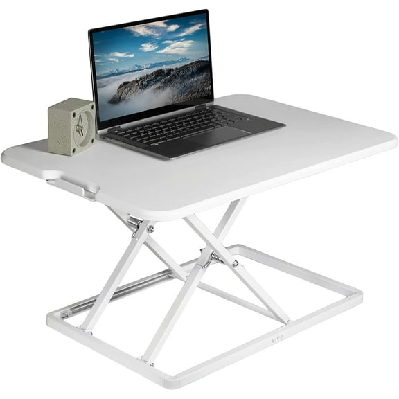 HZAT Compact 26" Sit-Stand Desk Riser for Monitor/Laptop, White - 5 Height Settings, No Assembly