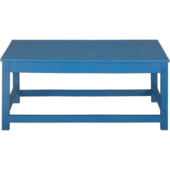 HZAT HDPE Adirondack Coffee Table, 35"x17.5"x16", All-Weather, Pacific Blue for Patio, Deck, Garden