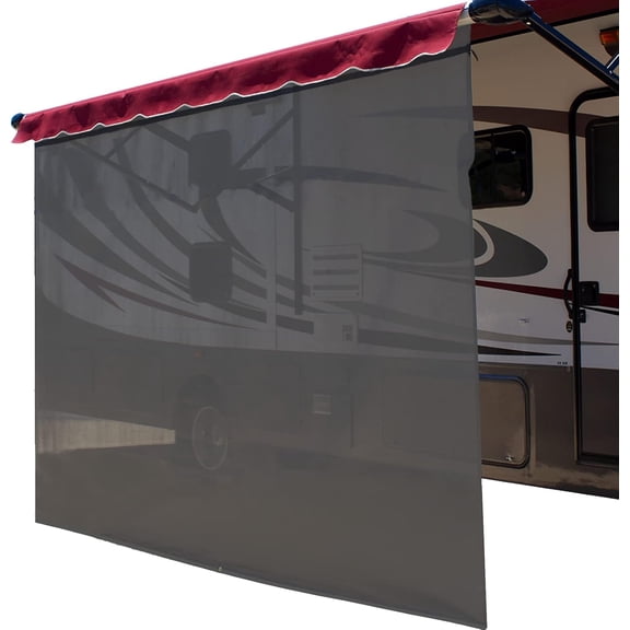HZAT RV Awning Shade Screen - Zipper Sun Screen, Blocks 87% UV, Easy Install, 13'x6' Grey - Original Camper Sunshade