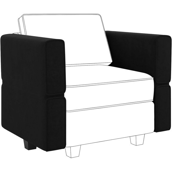 HZAT Sofa Armrest Backrest, Adjustable Velvet Black for Sectional Couch, Easy Assembly