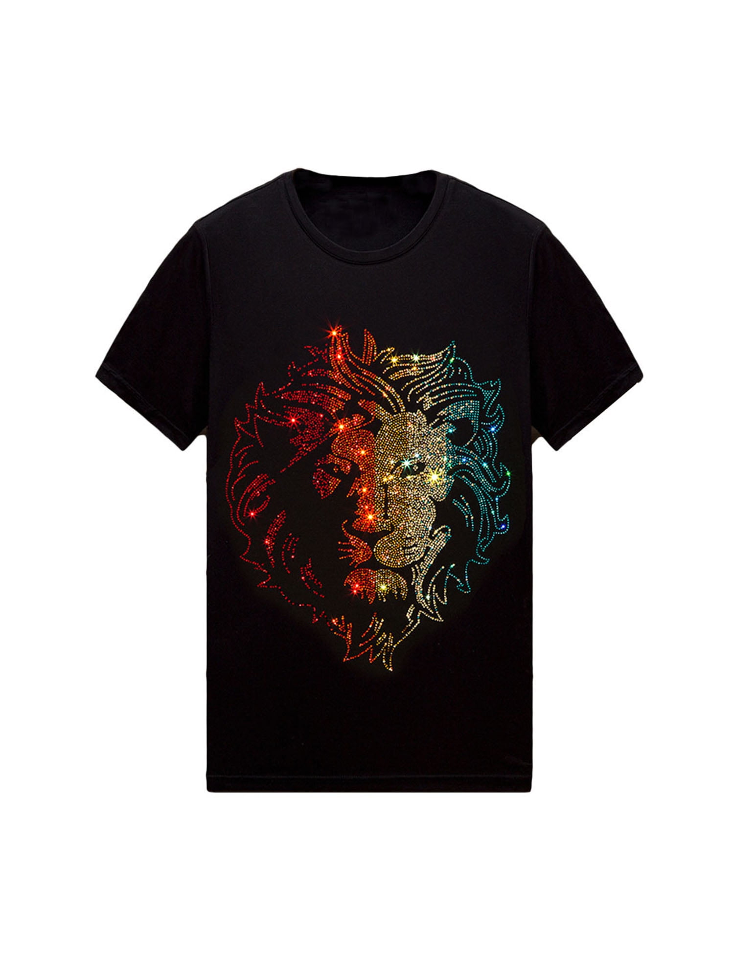 【stein】PRINT TEE - BLACK HZCX FASHION Mens Cool Design Shiny Rhinestone Graphic