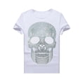 thumbnail image 1 of HZCX FASHION Mens Graphic Tees Bling Rhinestones Funny Tee Shirt Crew Neck Short Sleeve Novelty T-shirts Black White True Classical Skull Shirts(969 WHITE,S), 1 of 5