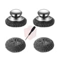 thumbnail image 1 of HZCrisp 2 Pack Steel Wool Scrubber with Handle, Includes 2 Replacement Pads, Heavy Duty Metal Dish Scrubber for Cleaning Dishes, Cast Iron, Pans, Griddles, and BBQ Grills, 1 of 6