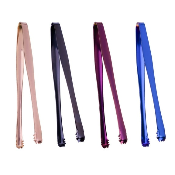 HZCrisp 4-Pack Multi-Use Stainless Steel Tongs, 5.9-Inch Kitchen Gadget for Ice, Sugar, Tea Bags, and Egg Chalaza Removal, Dishwasher Safe, Available in 4 Colors