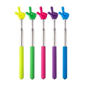 HZCrisp 5 Pcs Retractable Teacher Pointer Sticks, Colorful Extendable Hand Pointer for Classroom, Finger Pointing Tool for Teachers and Students, School Supplies for Reading and Presentation