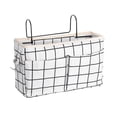 thumbnail image 1 of HZCrisp Bedside Caddy Organizer, Hanging Bedside Storage Basket with Large Pockets and Hooks, Canvas Multi-Function Organizer for Bunk Beds, Dorm Rooms, Hospital Beds – White Grid Pattern, 1 of 6