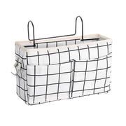 HZCrisp Bedside Caddy Organizer, Hanging Bedside Storage Basket with Large Pockets and Hooks, Canvas Multi-Function Organizer for Bunk Beds, Dorm Rooms, Hospita