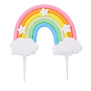 HZCrisp Rainbow Cake Topper with Stars, Soft Rubber Rainbow Design with Clouds, Colorful Cake Decoration for Birthday, Baby Shower, Party