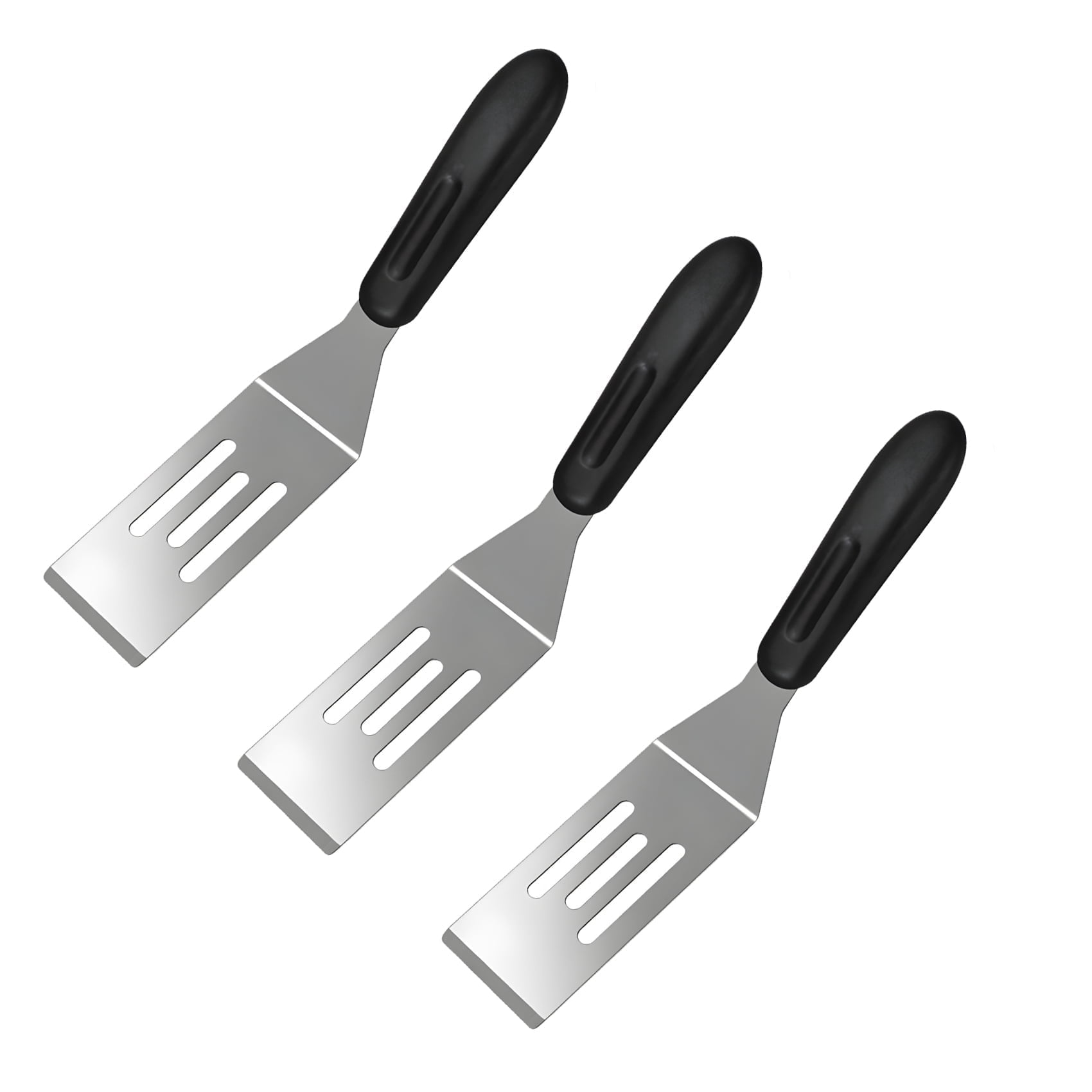 HZCrisp Small Spatula Set of 3 – Mini Stainless Steel Slotted Spatulas with Non-Slip Handle for Flipping Pancakes, Eggs, Cookies, Brownies and More, Kitchen Cooking Utensils